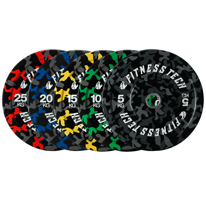 Set van 150kg Disco Bumper Plate Camouflage Vlekken Hoge Weerstand