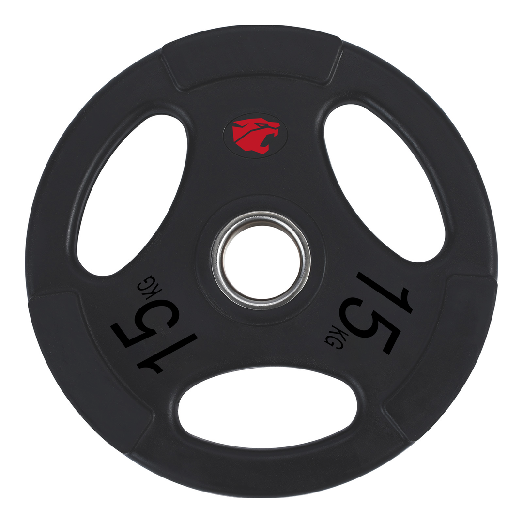 Set van 105 kg Rubber Schijven 3 Handvatten 50 mm Professioneel
