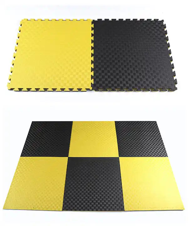 Tatami Professionele Puzzel 100x100x4 cm Zwart en Geel