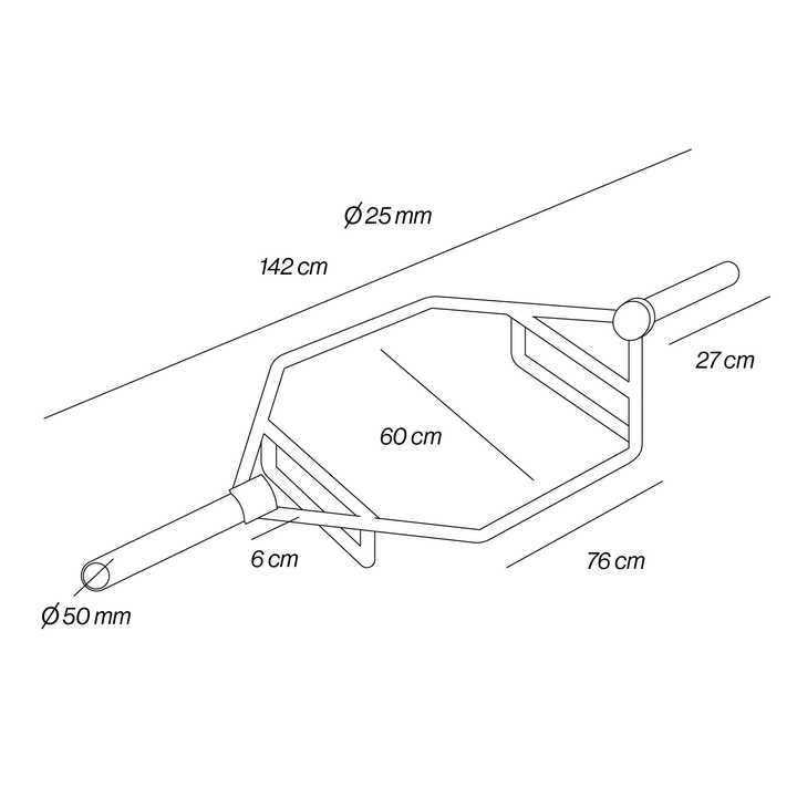 Zwarte Hexagonale Squat Bar 50mm 700 LBS / 320kg
