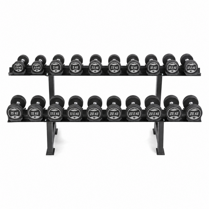 SET d'haltères ronds et rack