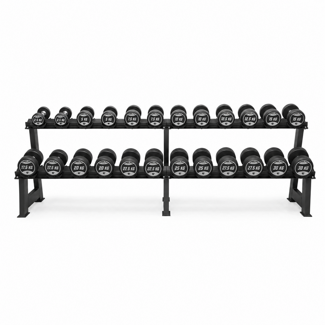 SET d'haltères ronds et rack